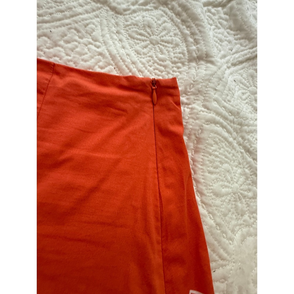 Boden A-Line Skirt Womens 12 Orange White Scalloped Wave Pleated Lined WG487 - Picture 5 of 9